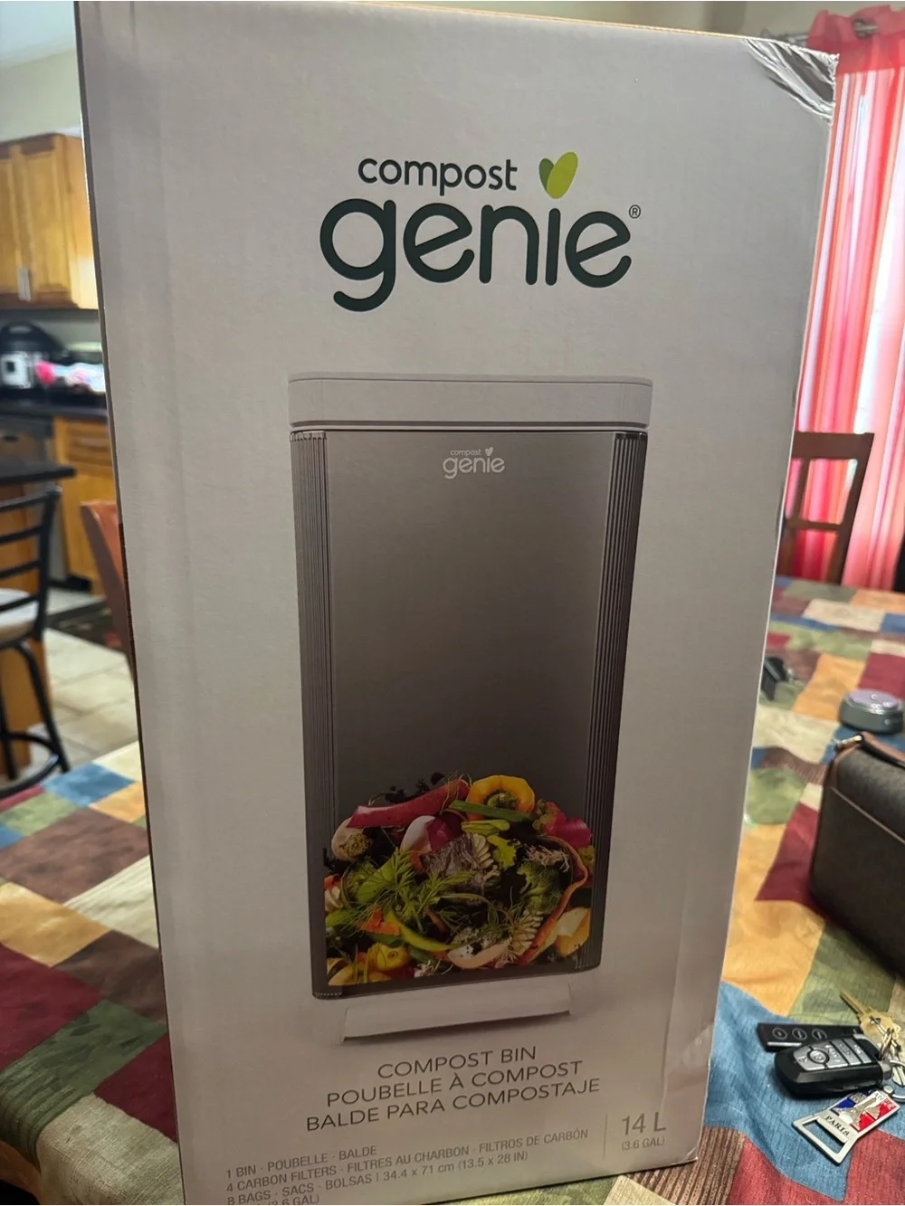 Compost Genie 14L Countertop Compost Bin - Silver